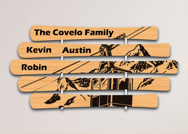 FamilySkis - 5 ski tapered layout - custom HomeSkis with mounting hardware.  Customize it!