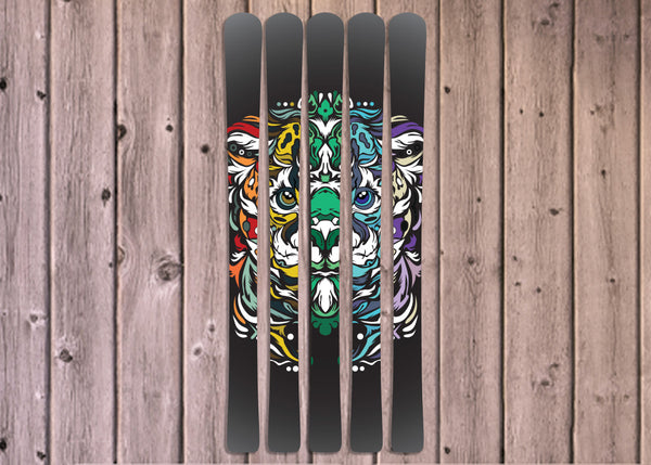 King of the Digital Jungle Rainbow - HomeSkis Signature Collection - 5 ski vertical layout