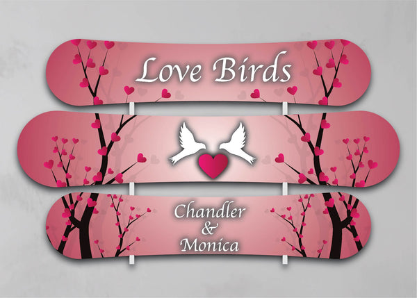 Love birds wedding snowboards