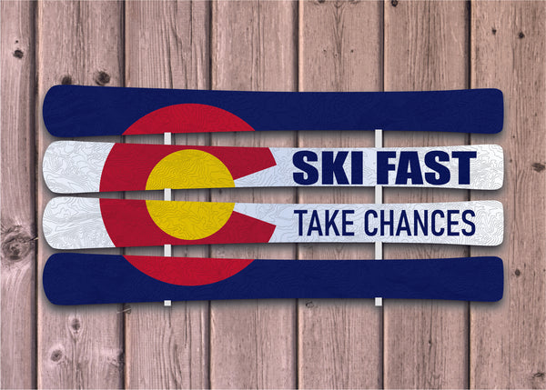 Ski Fast - 4 ski horizontal layout - HomeSkis Signature Collection with mounting hardware.