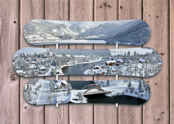 Grand Lake Snowy Baldy - 3 snowboard layout - HomeSkis Signature Collection with mounting hardware.